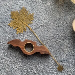 Gold Leaf Bookmark with Wooden Holder